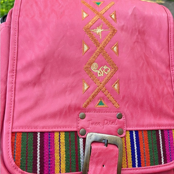 NWOT Peña Inca Piel Red Embroidered Crossbody Bag - Picture 10 of 13
